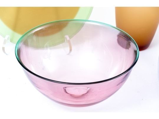 Highly Decorative Lot Of Five Glass Table Top Items