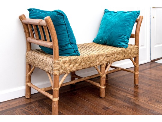Awesome Faux Bamboo And Rattan Bench