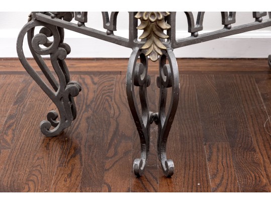 Upholstered Neoclassical Iron Bench