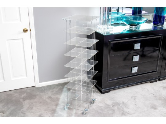 Stylish Lucite Rolling Storage Etagere