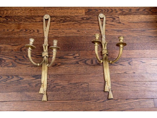 Pair Of French Louis XVI Style Dore Bronze Candle Sconces