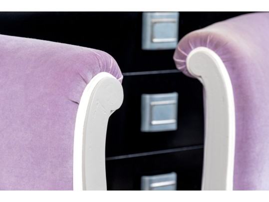 Fashionable Pair Of Custom Upholstered Barrel Back Armchairs