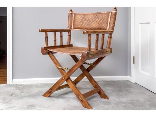 The Company Store Directors Chair, Collapsible Faux Bamboo And Rattan 