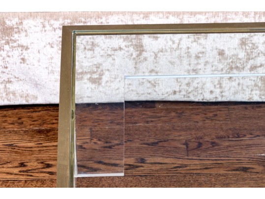 Luxurious Glass, Brass, And Lucite Cocktail Table