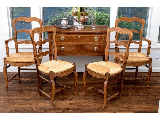 Set Of Four French Country Ladder Back Chairs