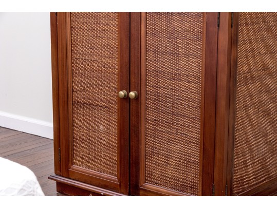 Fabulous Wood And Rattan Woven Cabinet