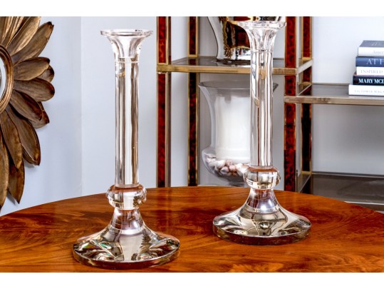 Substantial Pair Of Glass Candlesticks