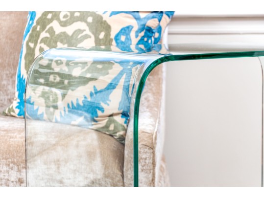 Chic Pair Of Glass Waterfall Tables