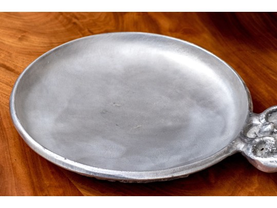 Don Drumm Pewter Or Aluminum Lidded Box And Serving Plate With Handle