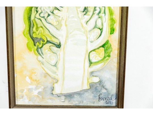 Set Of Six Burnell Signed Watercolor Paintings Of Vegetables, 2011