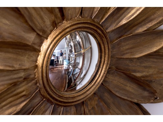 Chic Pair Of Tole Floral Form Mirrors