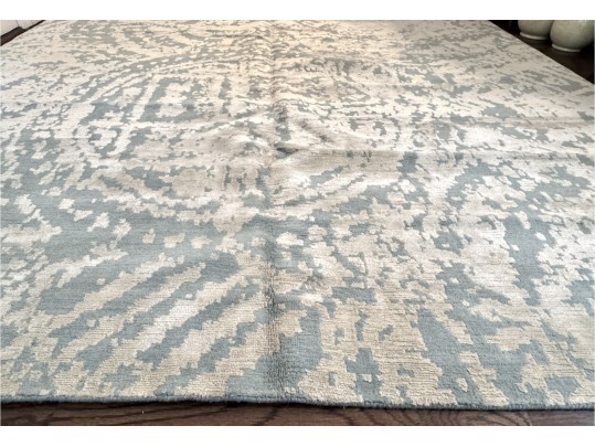 Nepalese Hand-Knotted Wool And Silk Area Carpet, 7'-10