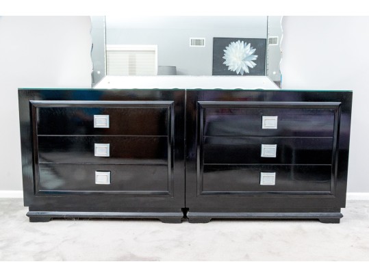 Pair Of Futurama Dresser Chests With Fitted Mirror Tops