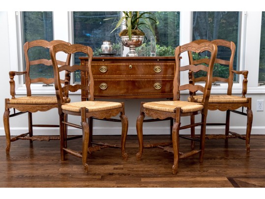 Set Of Four French Country Ladder Back Chairs