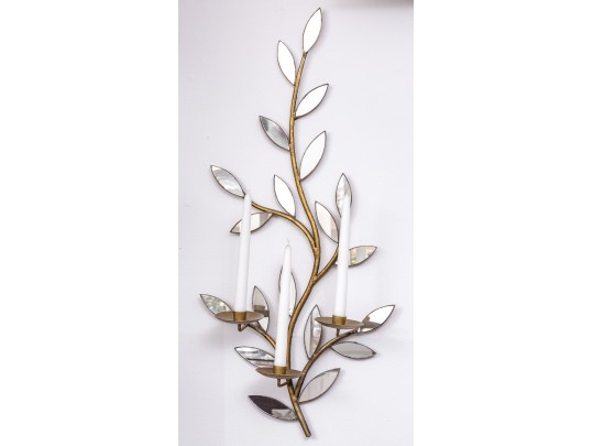 Pair Of Fabulous Mirrored Three Light Wall Sconces