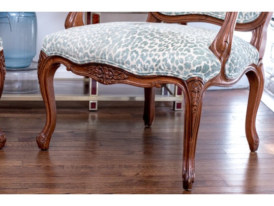 Pair Of Louis XV Style Fauteuils In Leopard Pattern Upholstery