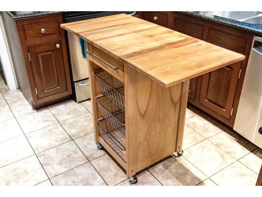 Crate & Barrell Kitchen Island With Drop Leaves