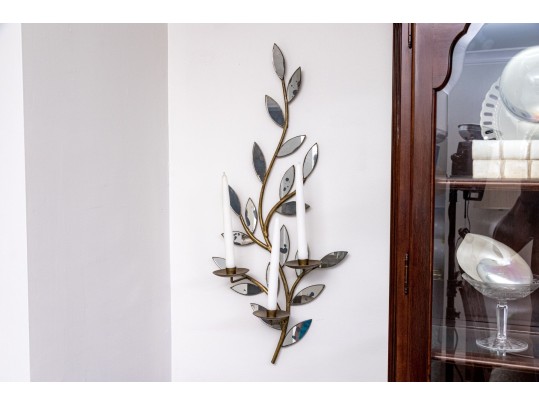 Pair Of Fabulous Mirrored Three Light Wall Sconces