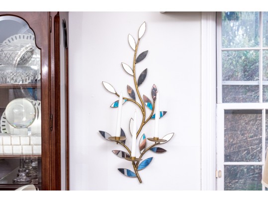 Pair Of Fabulous Mirrored Three Light Wall Sconces