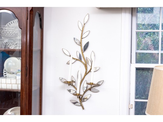 Pair Of Fabulous Mirrored Three Light Wall Sconces