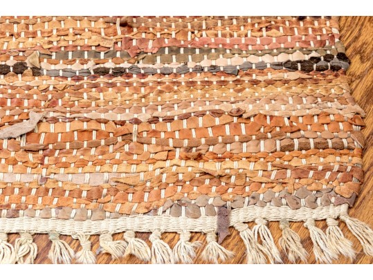 Leather And Fabric Chindi Dhurrie Accent Carpet, 5'-9 1/2