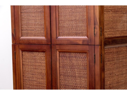 Fabulous Wood And Rattan Woven Cabinet