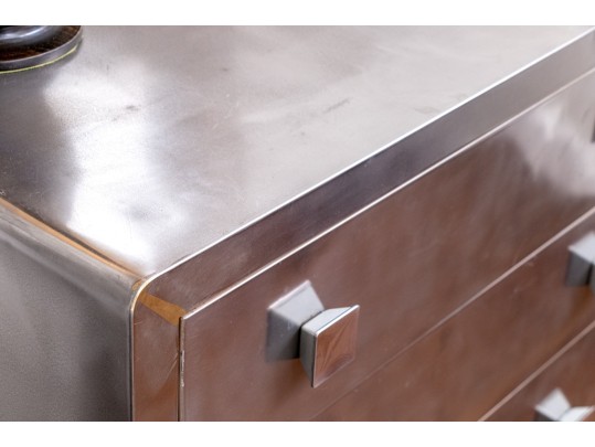 Vintage Simons Furniture Art Deco Aluminum Clad Chest, Ca. 1940's