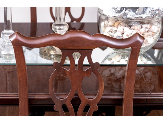 Double Pedestal Extension Dining Table With Eight Chippendale Style Chairs