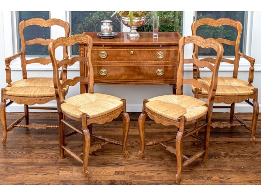 Set Of Four French Country Ladder Back Chairs
