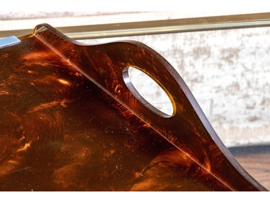 Dovecote Faux Tortoiseshell And Chrome Serving Tray, Original Purchase Price $495.