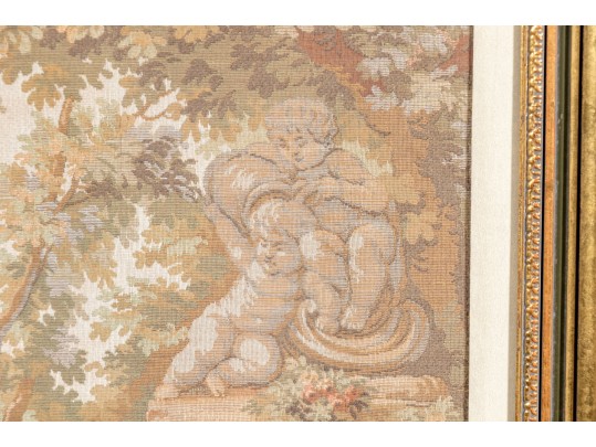 Framed French Tapestry Of A Pastoral Scene