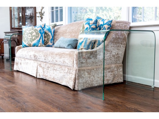 Chic Pair Of Glass Waterfall Tables