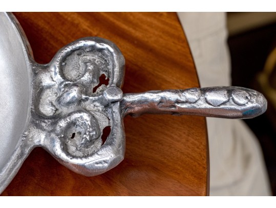 Don Drumm Pewter Or Aluminum Lidded Box And Serving Plate With Handle