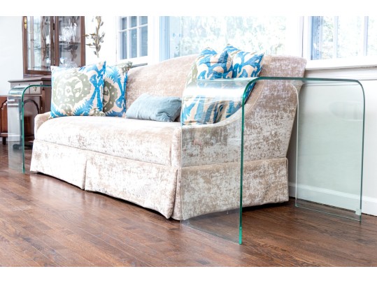 Chic Pair Of Glass Waterfall Tables