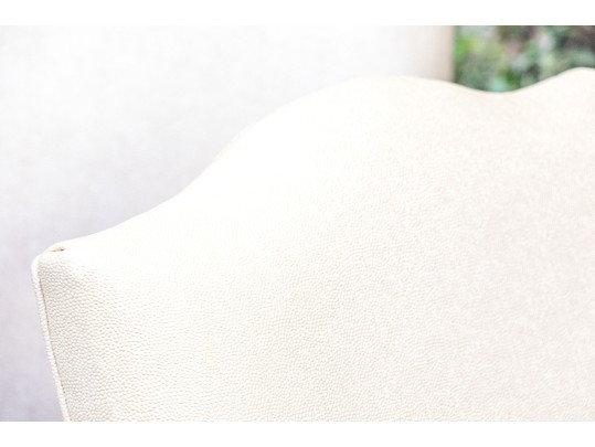 Set Of Four Faux Shagreen Upholstered Camel Back Dining Chairs