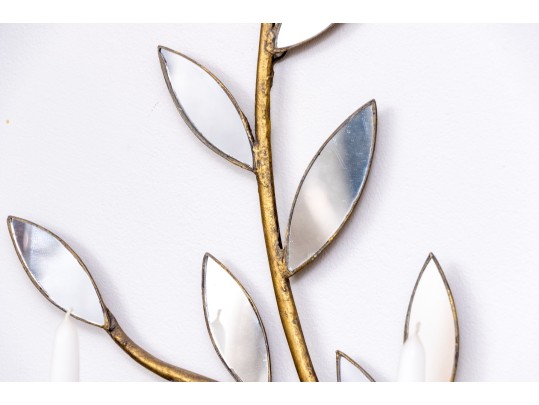 Pair Of Fabulous Mirrored Three Light Wall Sconces