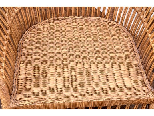 Fabulous Wicker Fanback Armchair With Ottoman