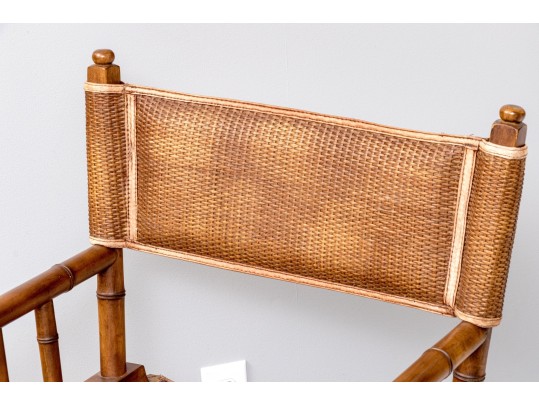 The Company Store Directors Chair, Collapsible Faux Bamboo And Rattan 