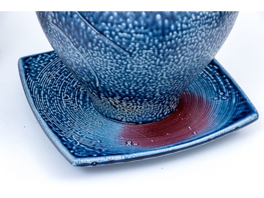 Studio Pottery Pitcher, Vases, And Underplate