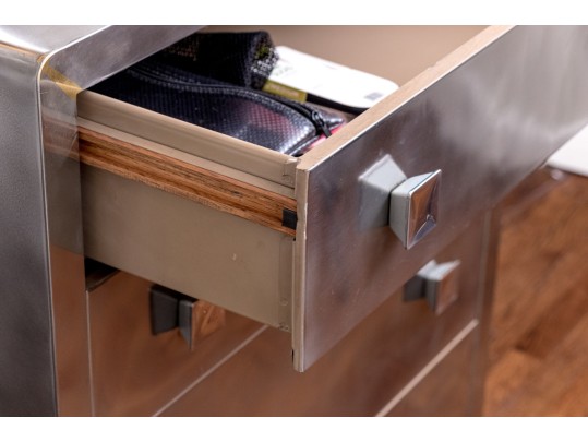 Vintage Simons Furniture Art Deco Aluminum Clad Chest, Ca. 1940's