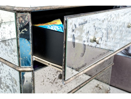 Lavish Set Of Two Compatible Mirrored Nightstands