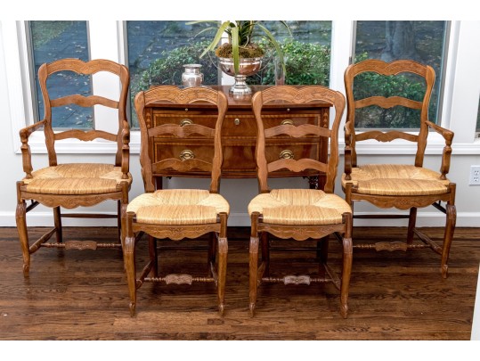 Set Of Four French Country Ladder Back Chairs
