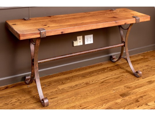 Lane Furniture Iron And Wood Trestle Console Table