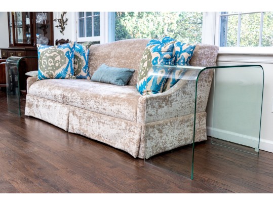 Chic Pair Of Glass Waterfall Tables