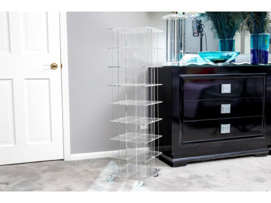 Stylish Lucite Rolling Storage Etagere