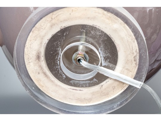 Pair Of Chinese Ceramic Vase Form Table Lamps On Lucite Bases