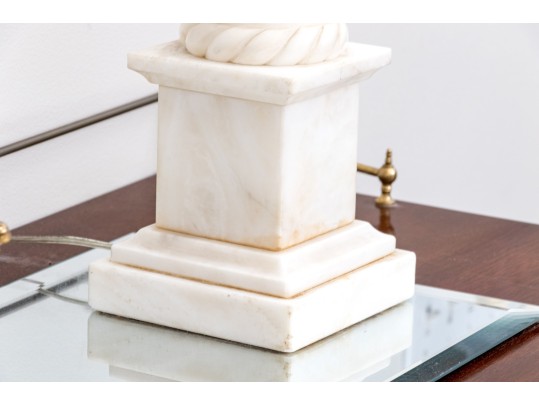 Pair Of Neoclassical Carved Alabaster Table Lamps