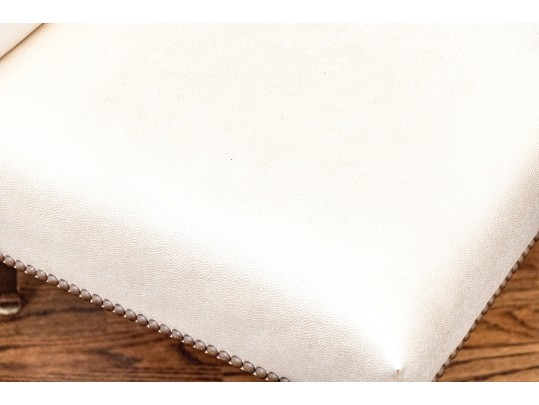 Set Of Four Faux Shagreen Upholstered Camel Back Dining Chairs