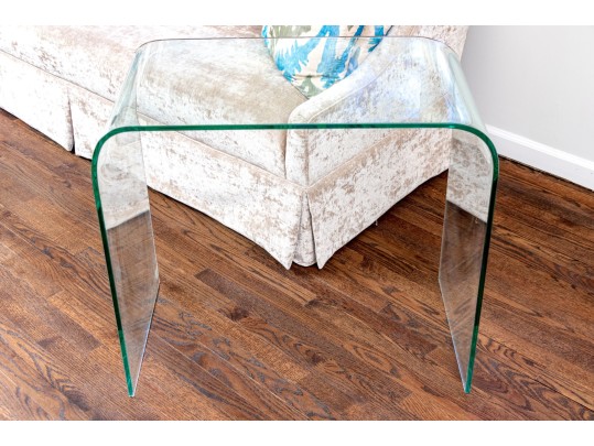 Chic Pair Of Glass Waterfall Tables