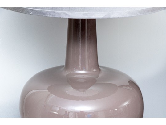 Pair Of Chinese Ceramic Vase Form Table Lamps On Lucite Bases